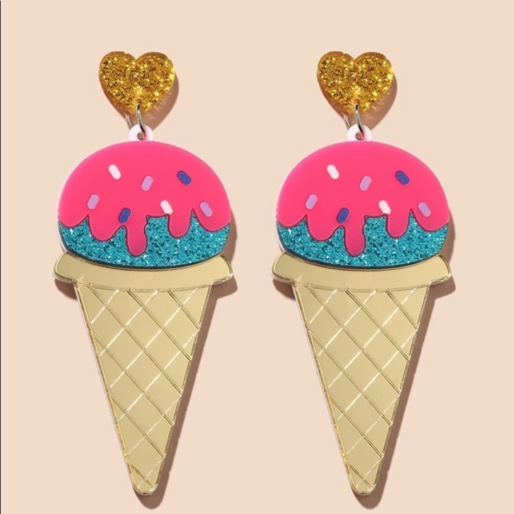 Ice Cream Cone Dangle Earrings - Picture 1 of 3